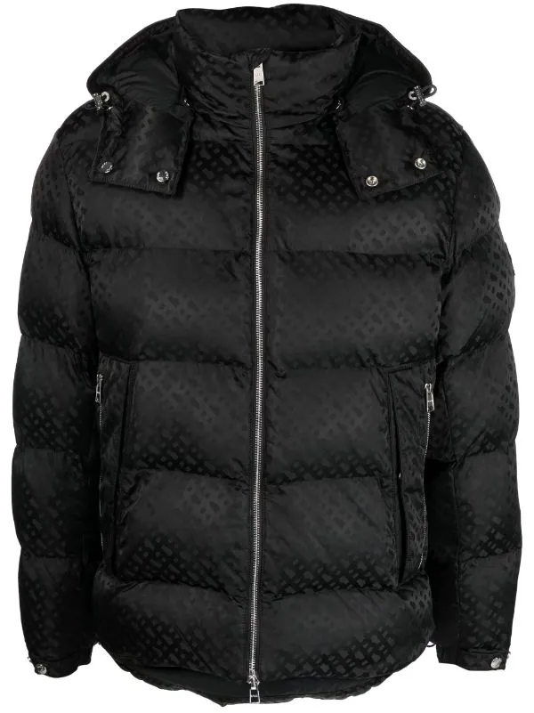 BOSS MEN Relaxed-fit Monogram-jacquard Quilted Puffer Jacket Black