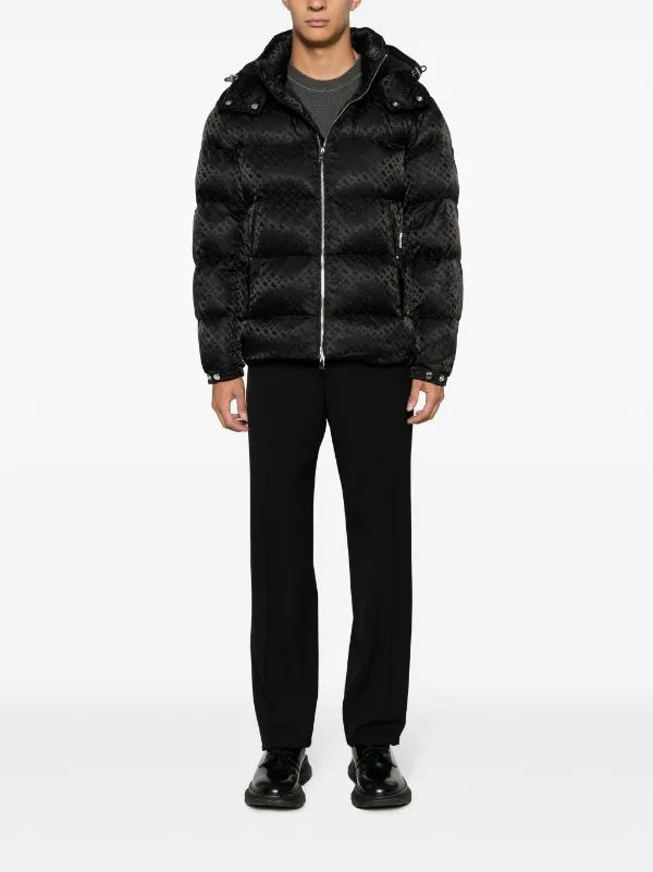BOSS MEN Relaxed-fit Monogram-jacquard Quilted Puffer Jacket Black