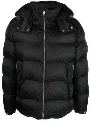 BOSS MEN Relaxed-fit Monogram-jacquard Quilted Puffer Jacket Black
