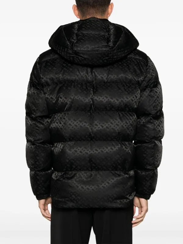 BOSS MEN Relaxed-fit Monogram-jacquard Quilted Puffer Jacket Black
