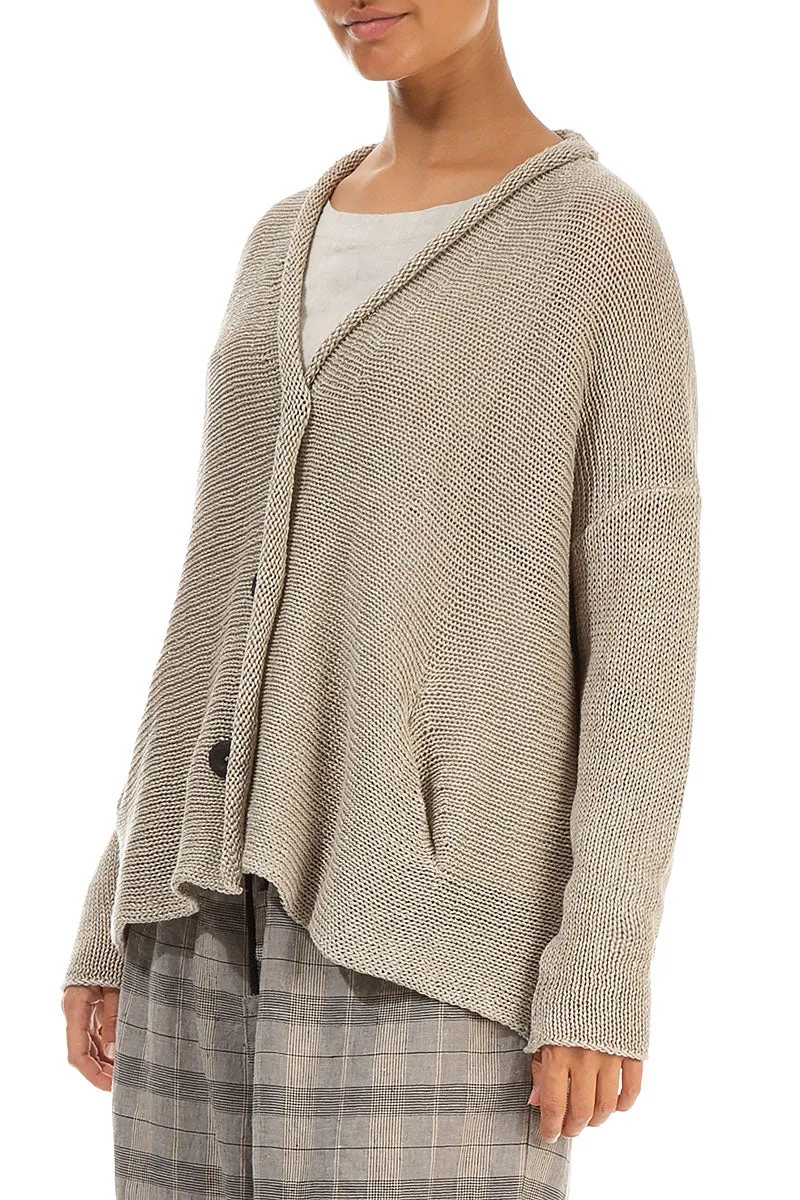 Buttoned Natural Linen Cardigan