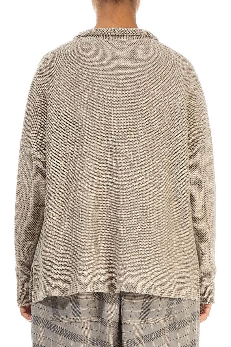 Buttoned Natural Linen Cardigan