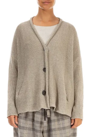 Buttoned Natural Linen Cardigan