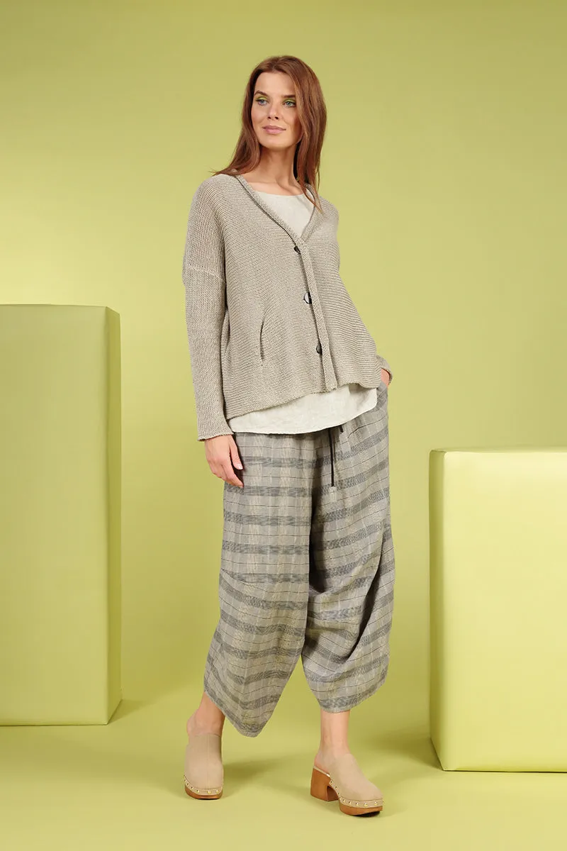 Buttoned Natural Linen Cardigan
