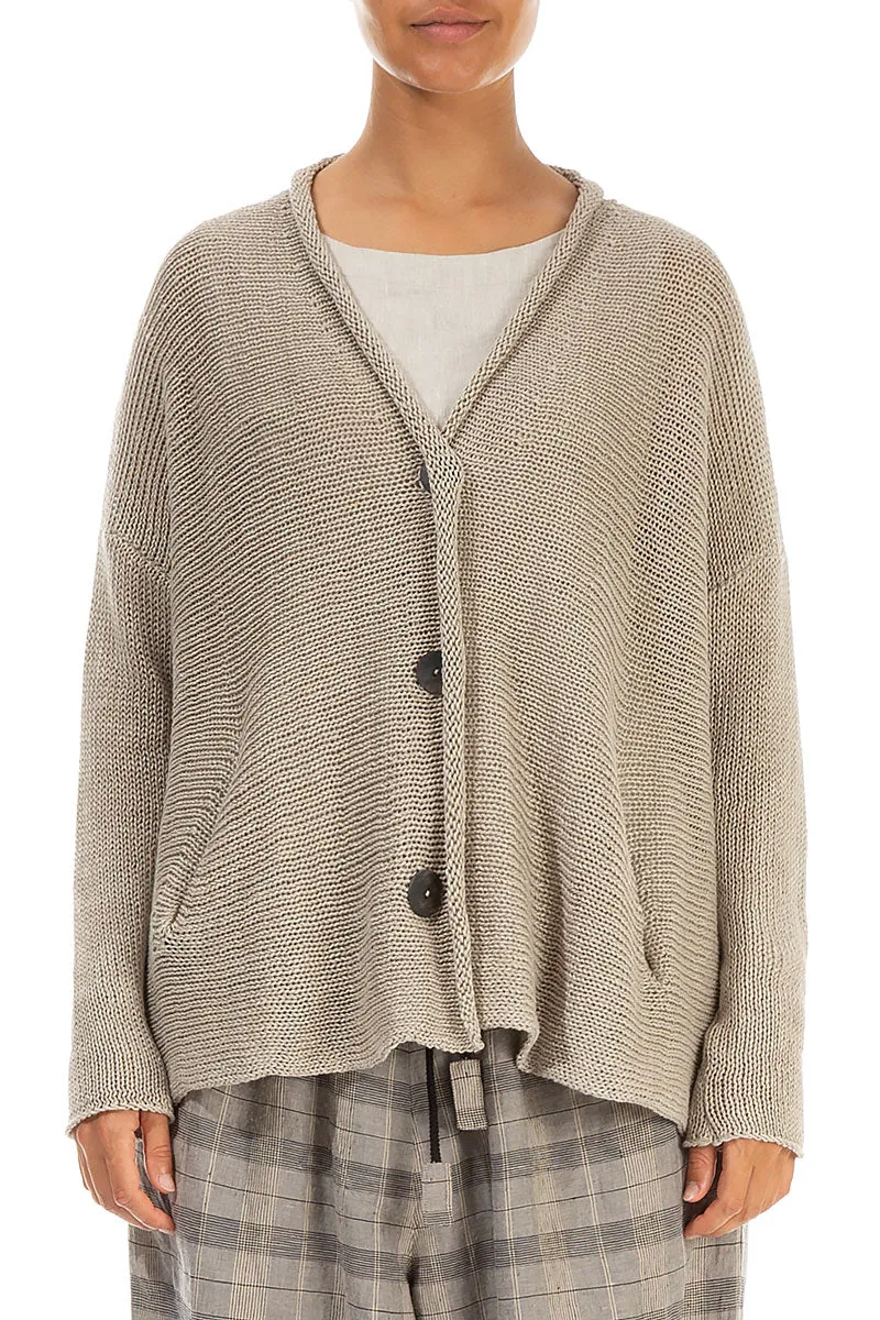 Buttoned Natural Linen Cardigan