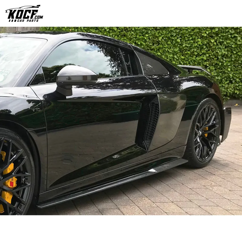 Carbon Fiber Side Skirts Extensions Add-on for Audi R8 V10 PLUS 2016-2019