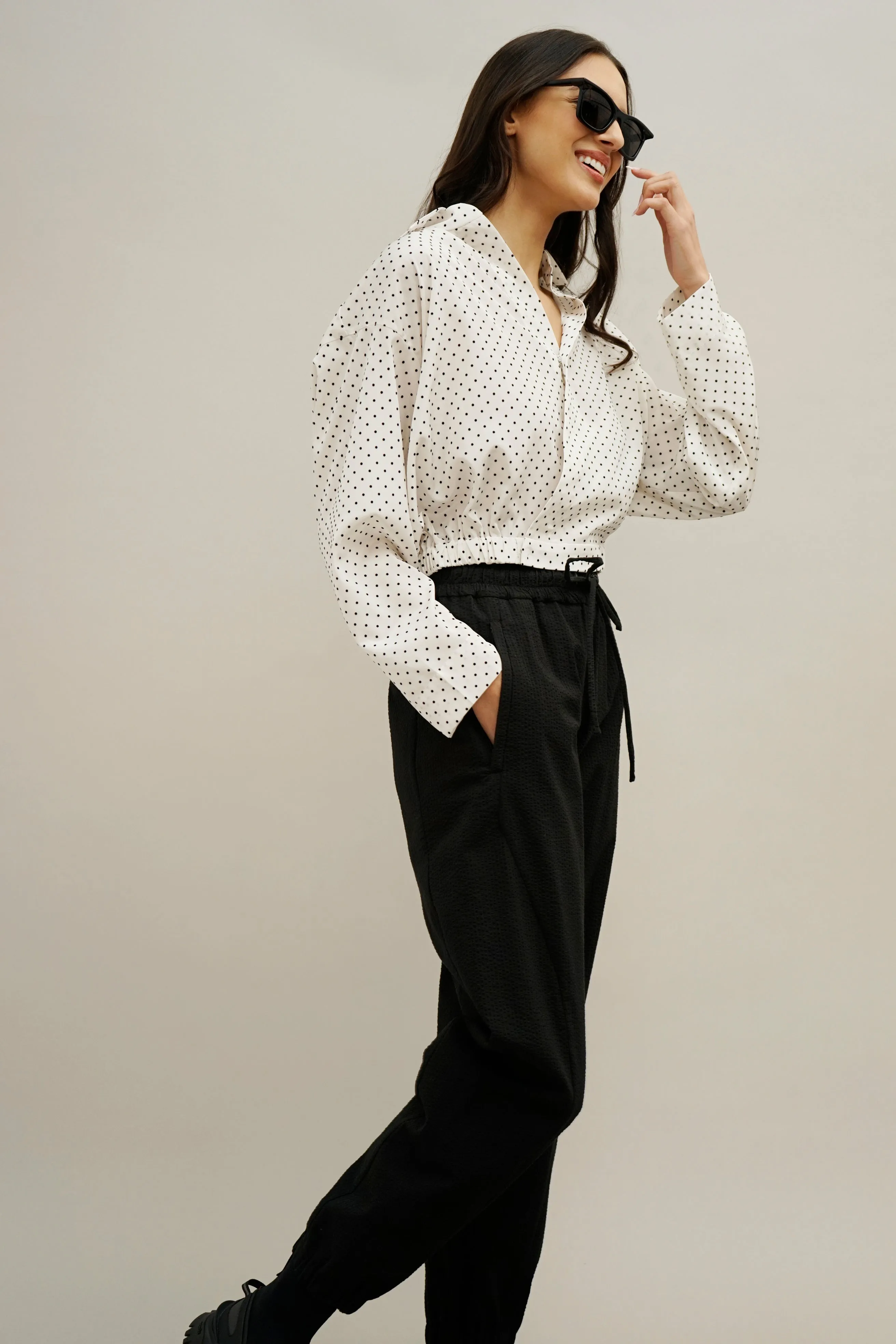 Cass Black Organic Cotton Seersucker Joggers