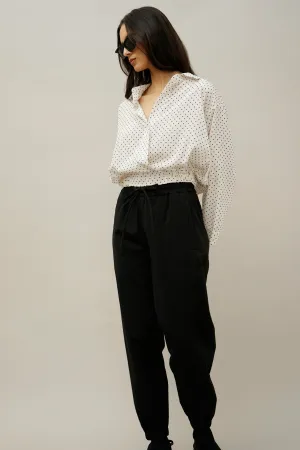 Cass Black Organic Cotton Seersucker Joggers