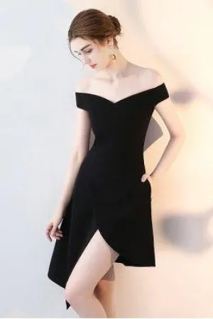 Chic Black High Low Off Bailey Homecoming Dresses Shoulder HH13321