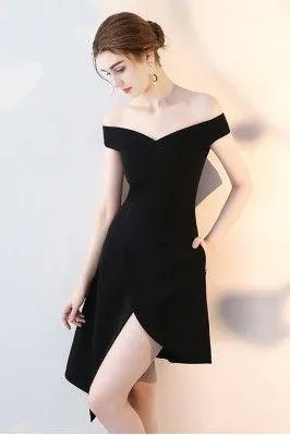 Chic Black High Low Off Bailey Homecoming Dresses Shoulder HH13321