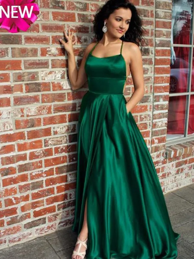Chic Hunter Straps Long Prom Dress Evening Dresses