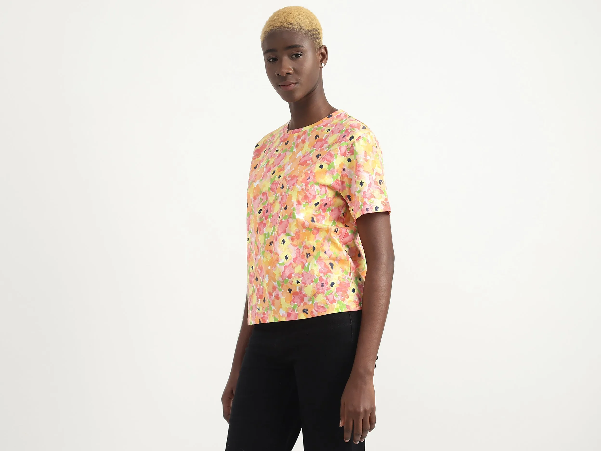 Cotton Camouflage Round Neck Women T-shirts