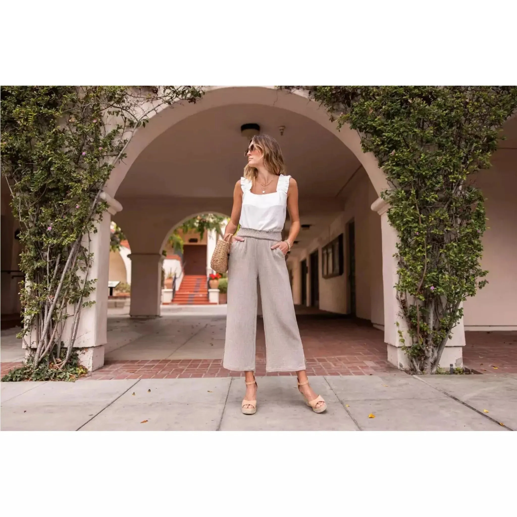 Cotton Side Slit Cropped Pant