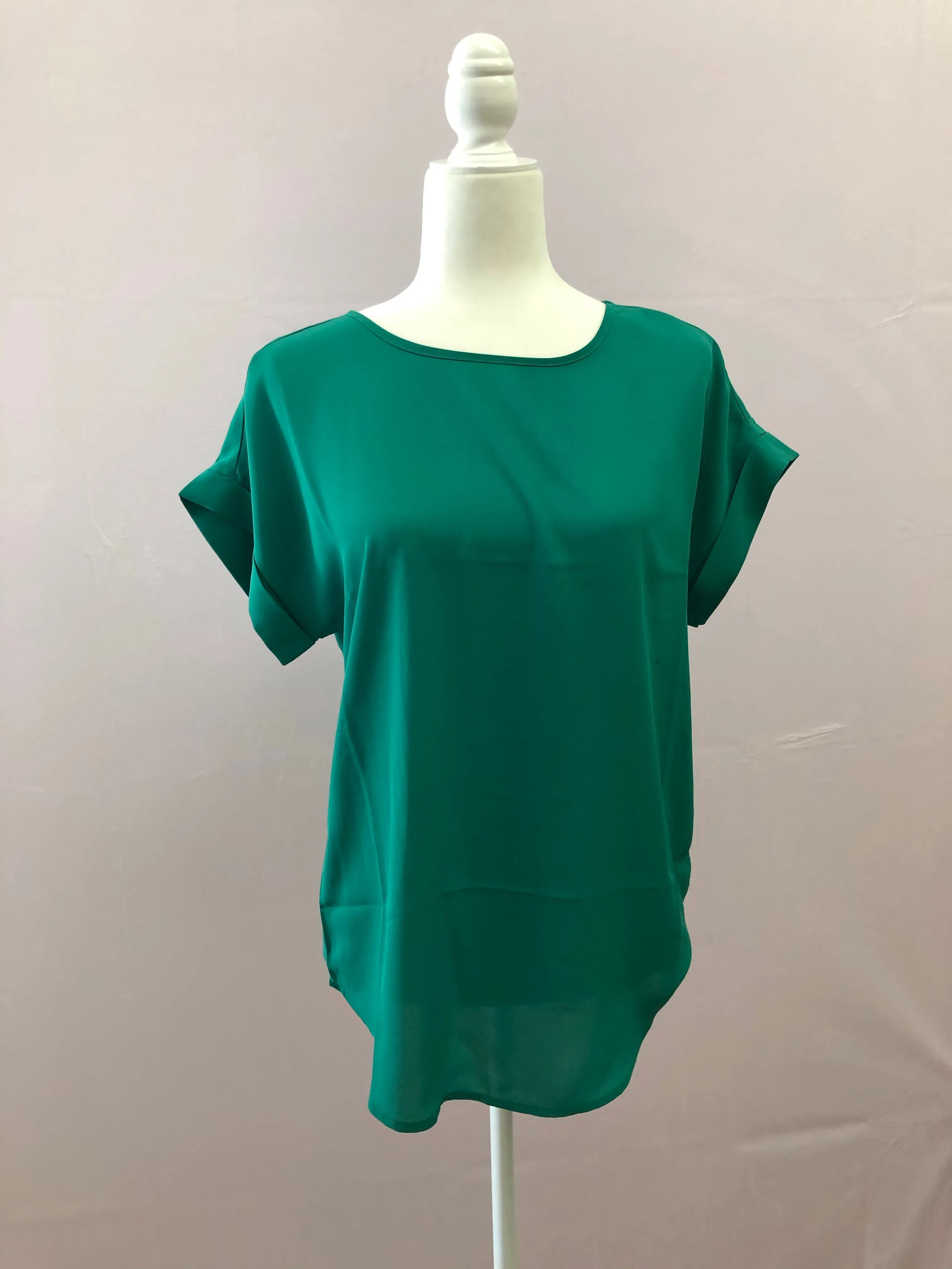 Cuffed Boxy Blouse in Clover Green