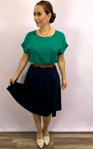 Cuffed Boxy Blouse in Clover Green