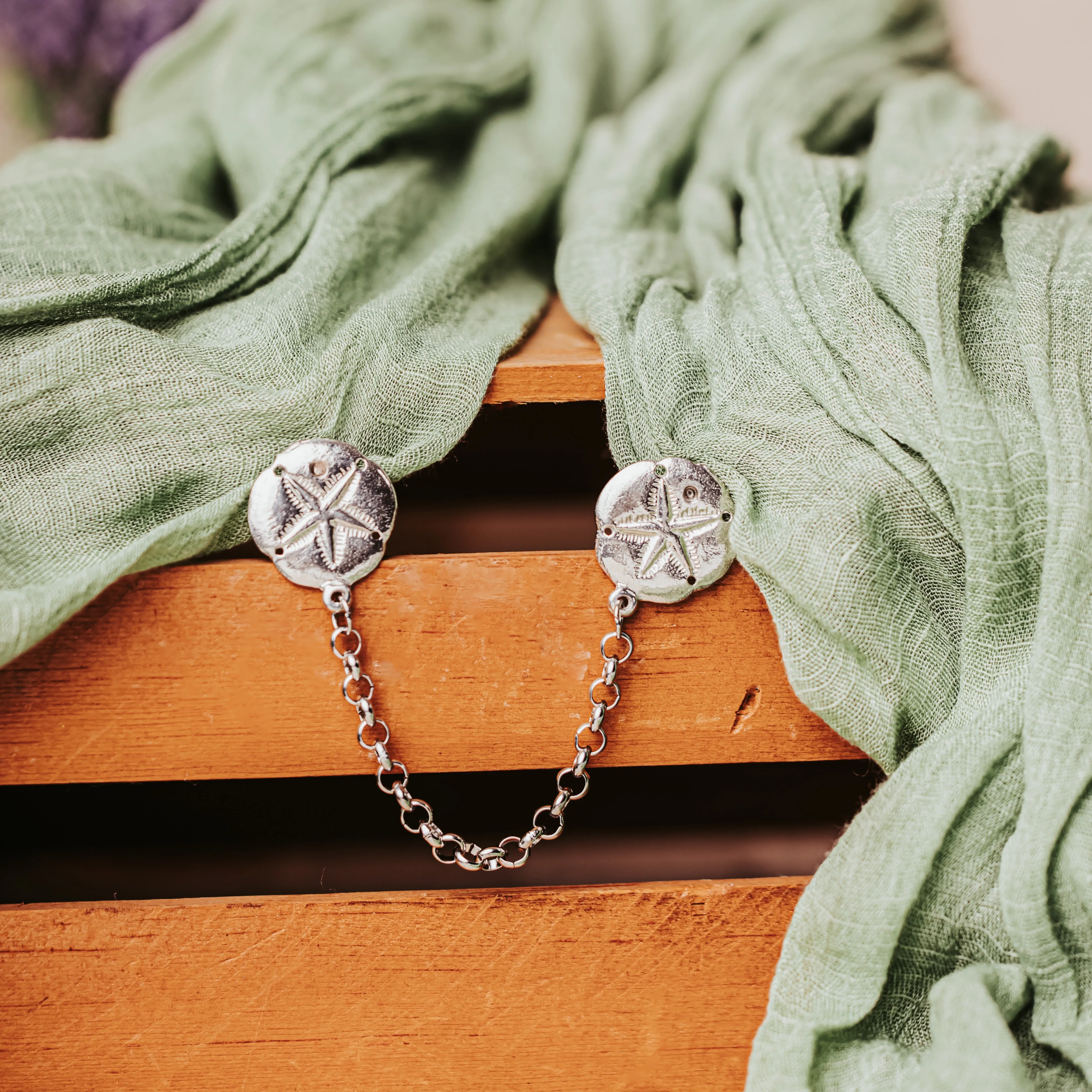 Custom Cardigan Clasp - Sweater Clip - Select your Design and Chain Length