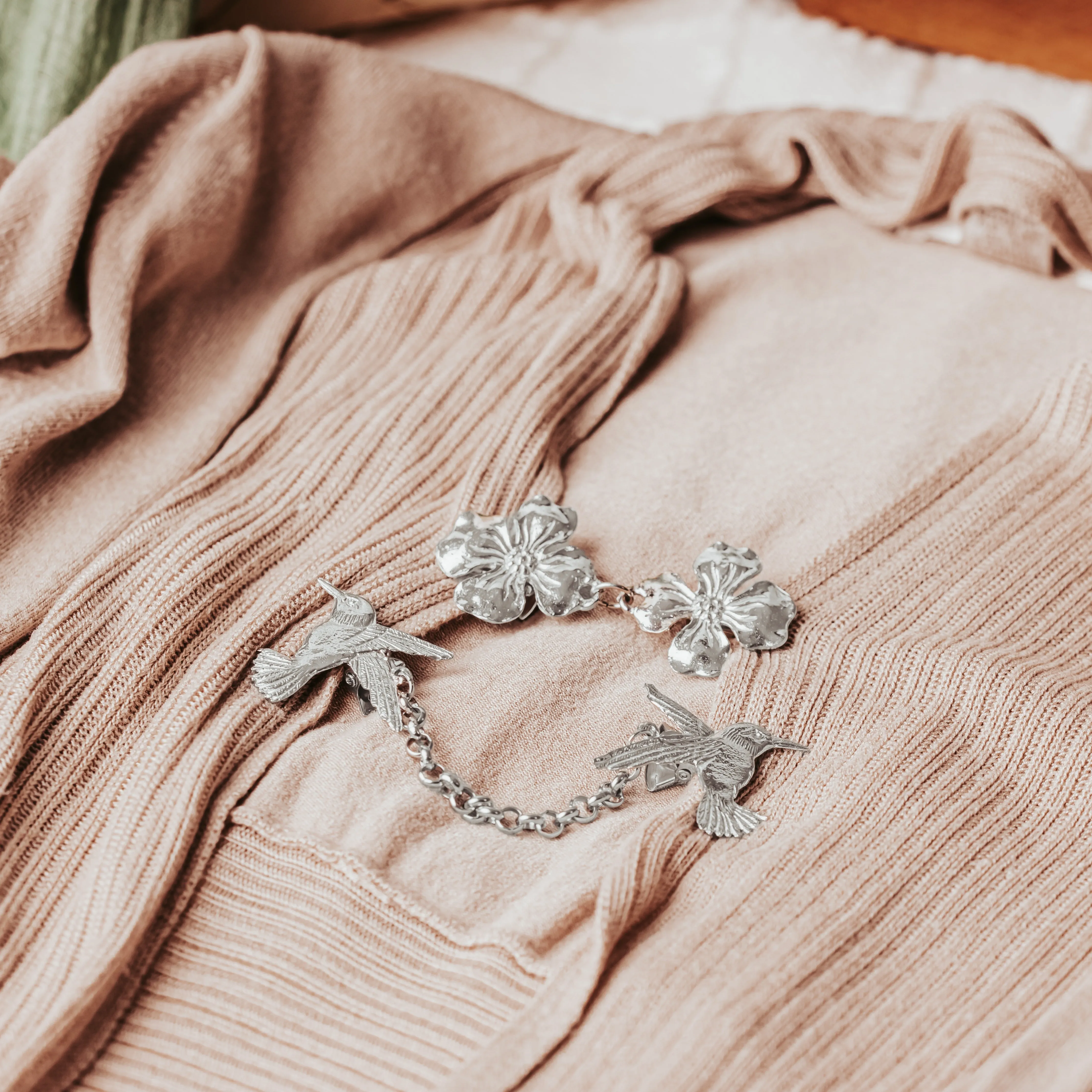 Custom Cardigan Clasp - Sweater Clip - Select your Design and Chain Length