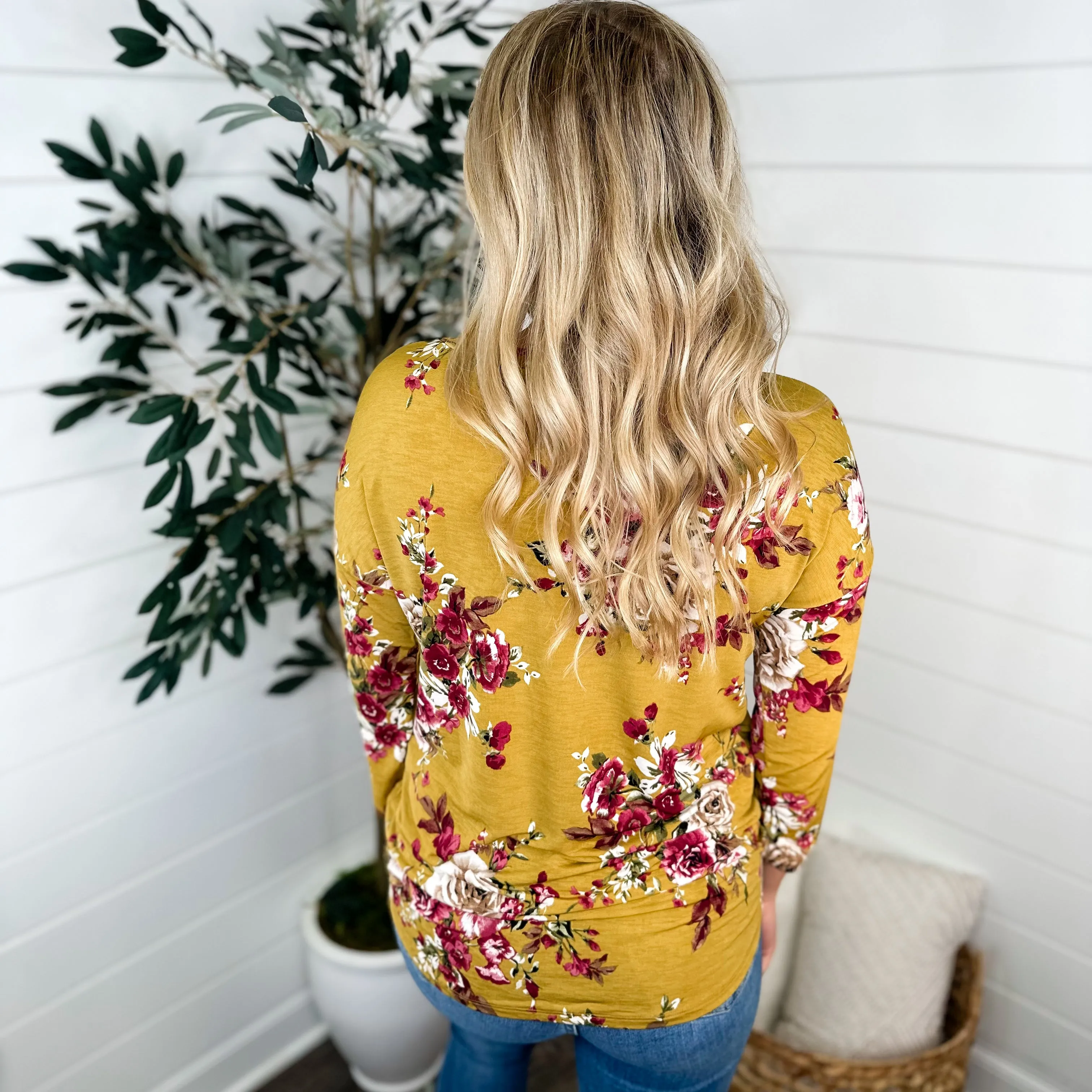 Dear Scarlett Don't Skip it Bulgari 3/4 Sleeve Mustard Top