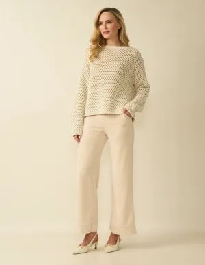 D.E.C.K By Decollage 2435 Punto Milano Plain Wide Leg Trousers (3 Colours)