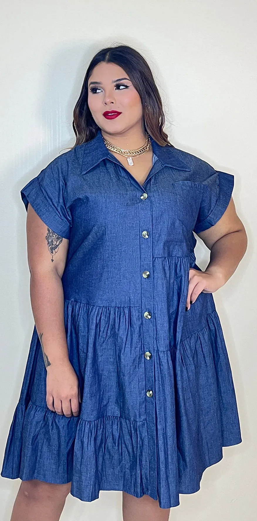 Denim Blue Buttoned Dress