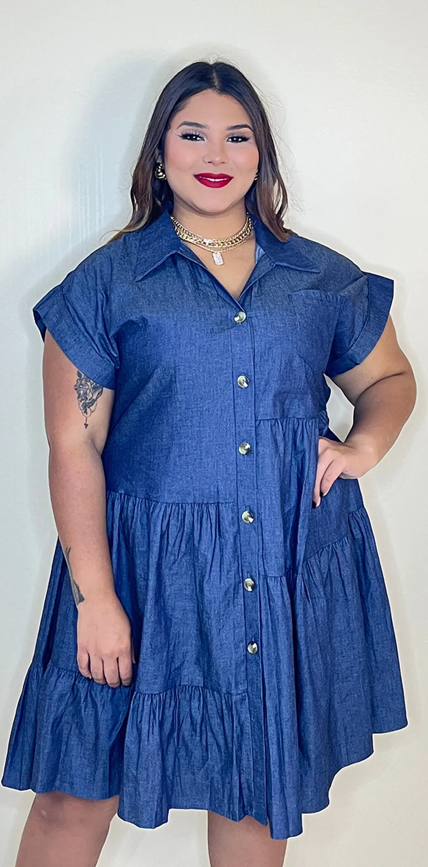 Denim Blue Buttoned Dress