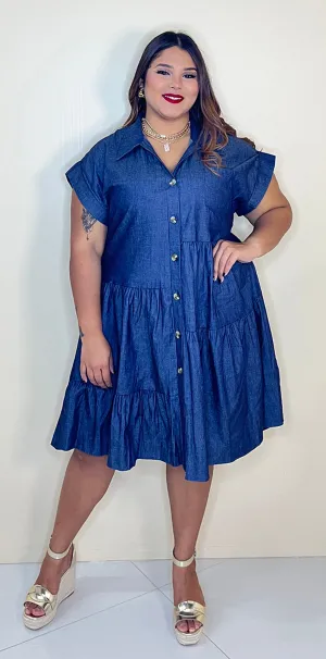 Denim Blue Buttoned Dress