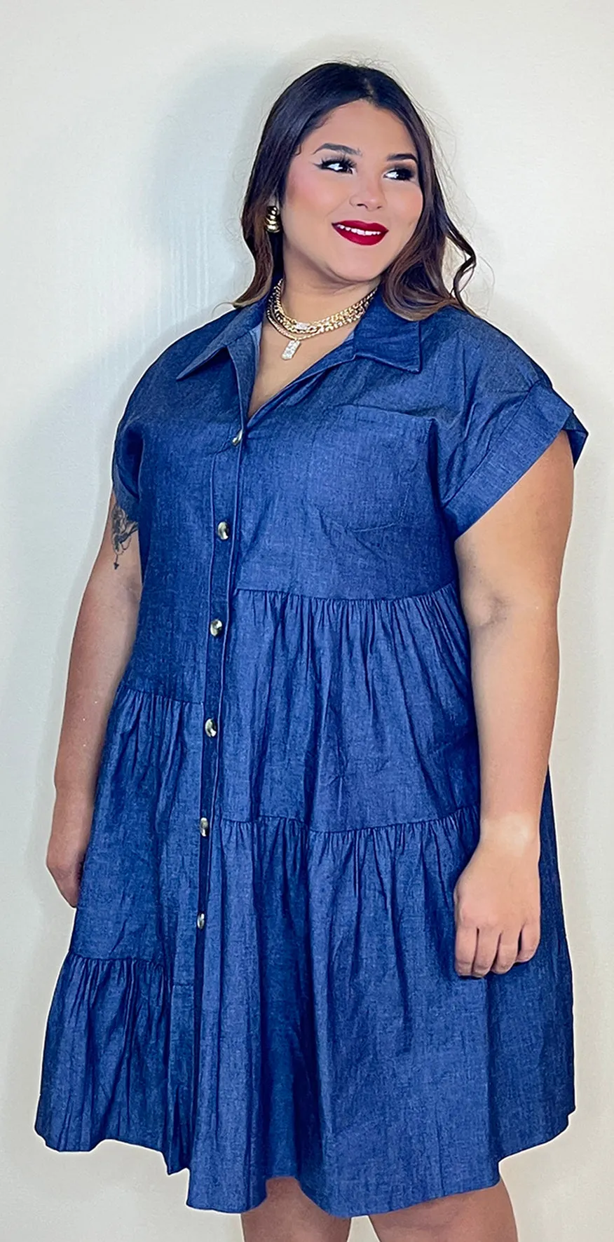 Denim Blue Buttoned Dress
