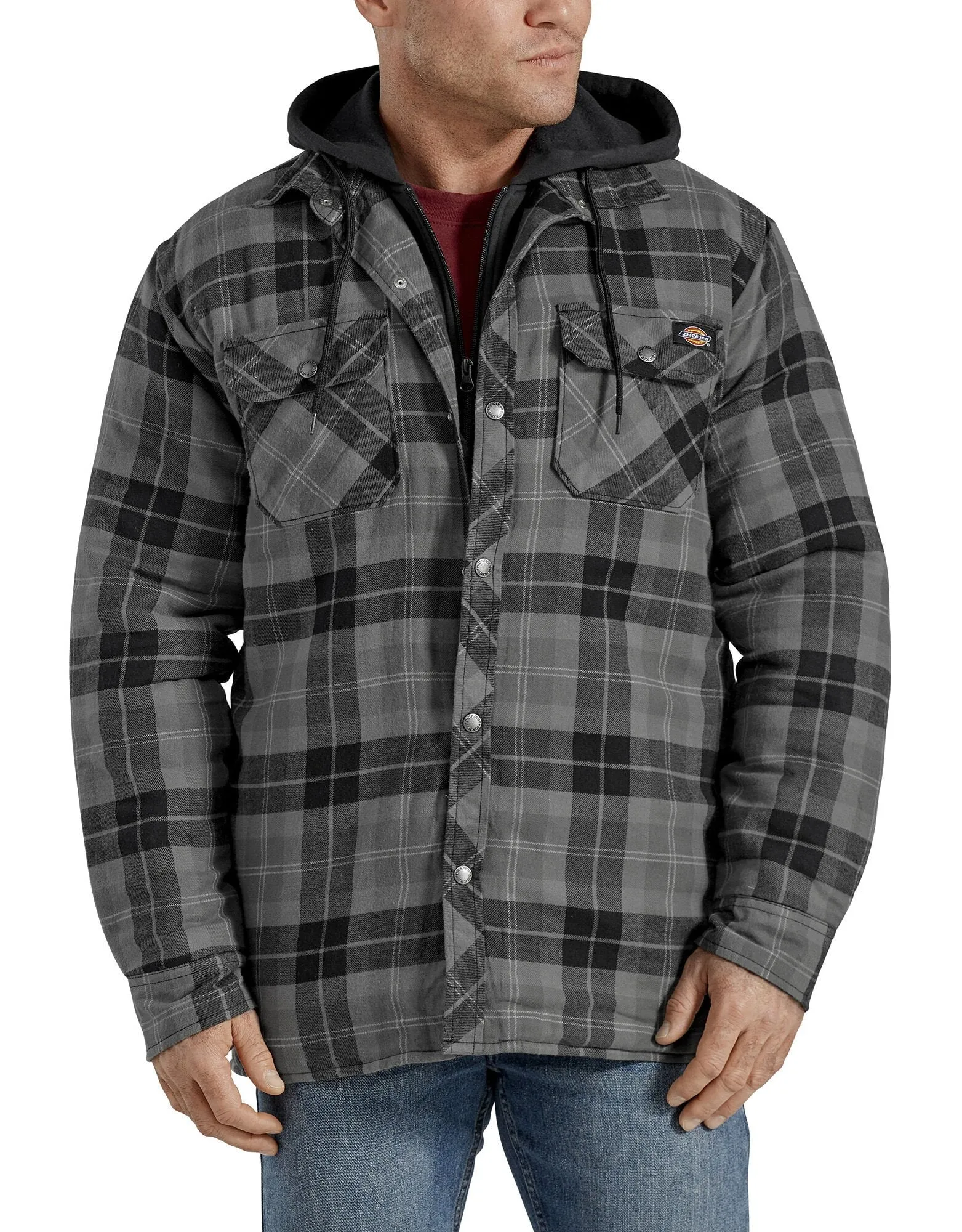 Dickies Fleece Hooded Flannel Shirt Jacket ***