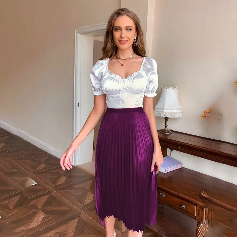 Easy Wear Solid Pleated Skirt