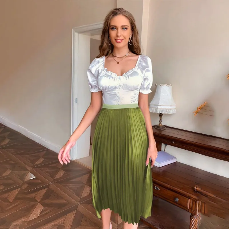 Easy Wear Solid Pleated Skirt