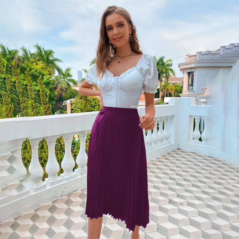 Easy Wear Solid Pleated Skirt