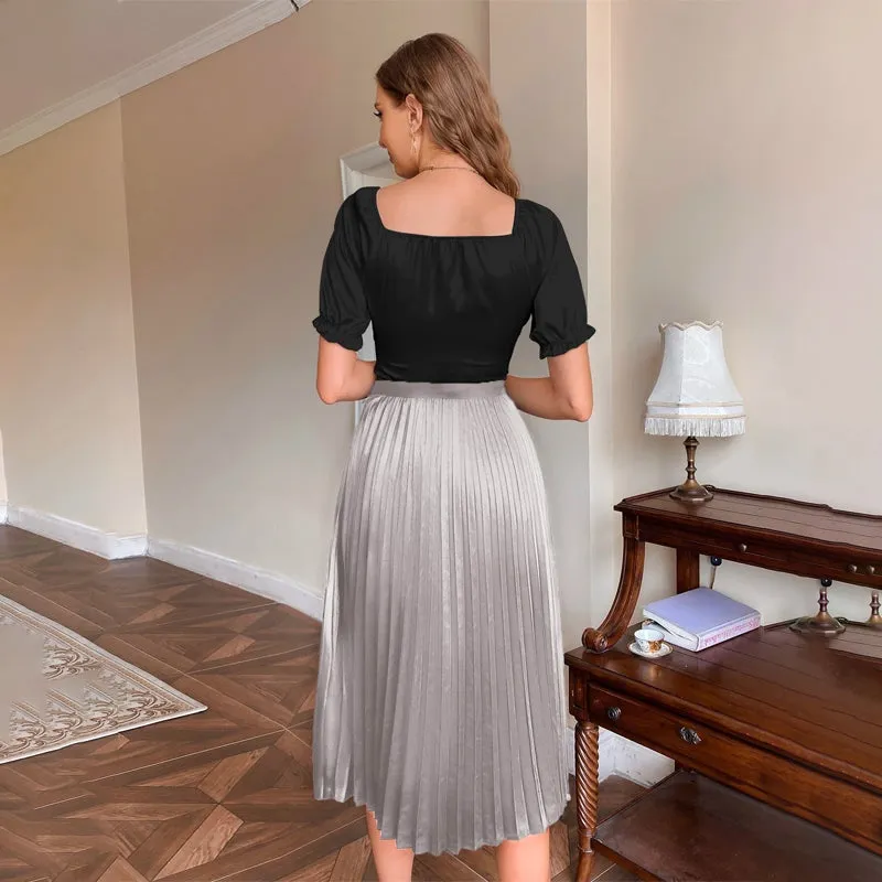 Easy Wear Solid Pleated Skirt