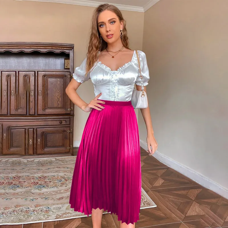 Easy Wear Solid Pleated Skirt