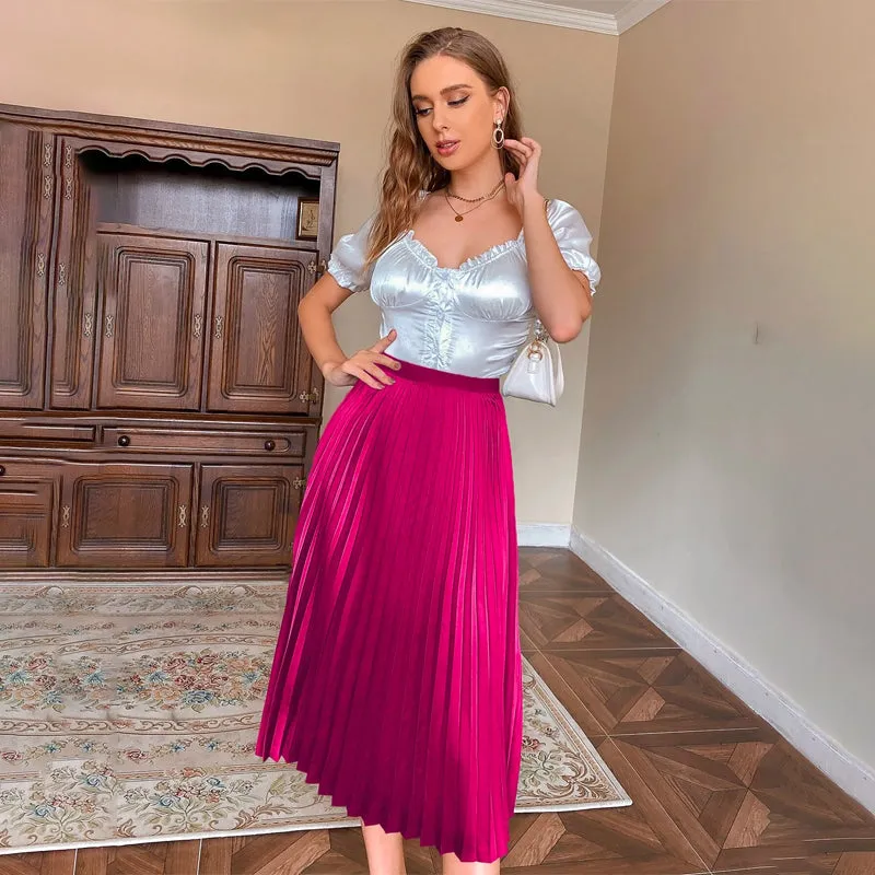Easy Wear Solid Pleated Skirt