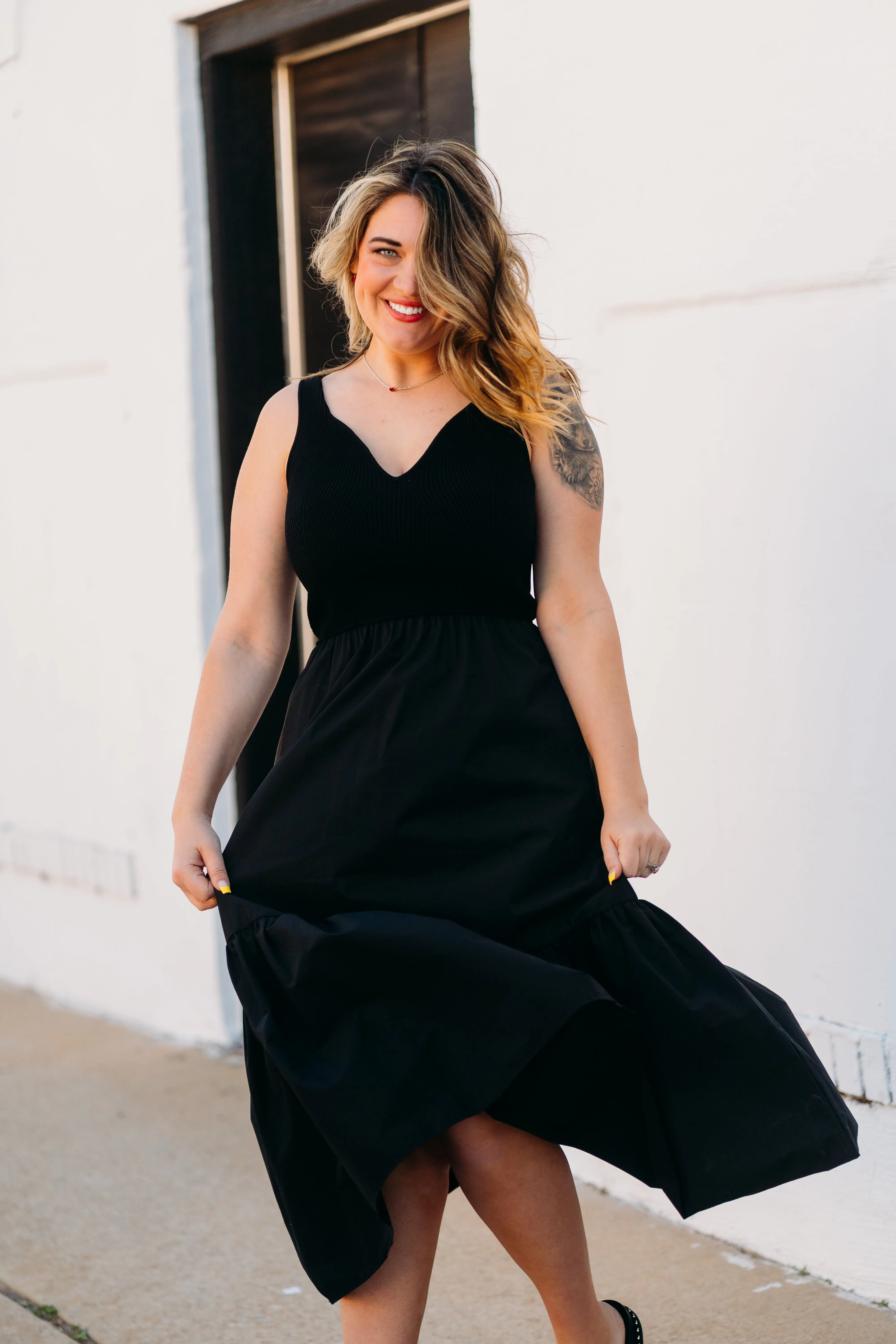 Elan: Black Casual Dress wkr5946