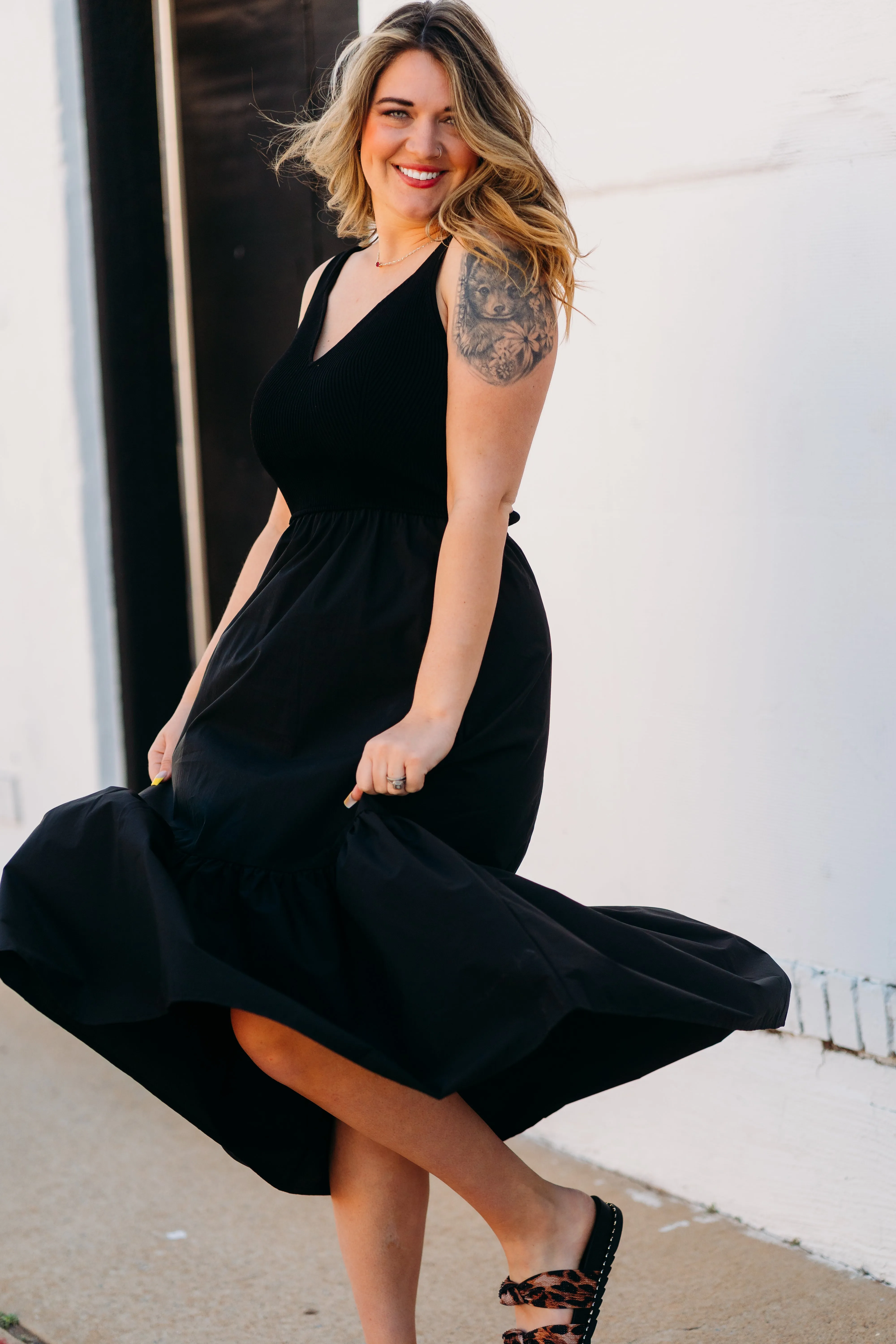 Elan: Black Casual Dress wkr5946