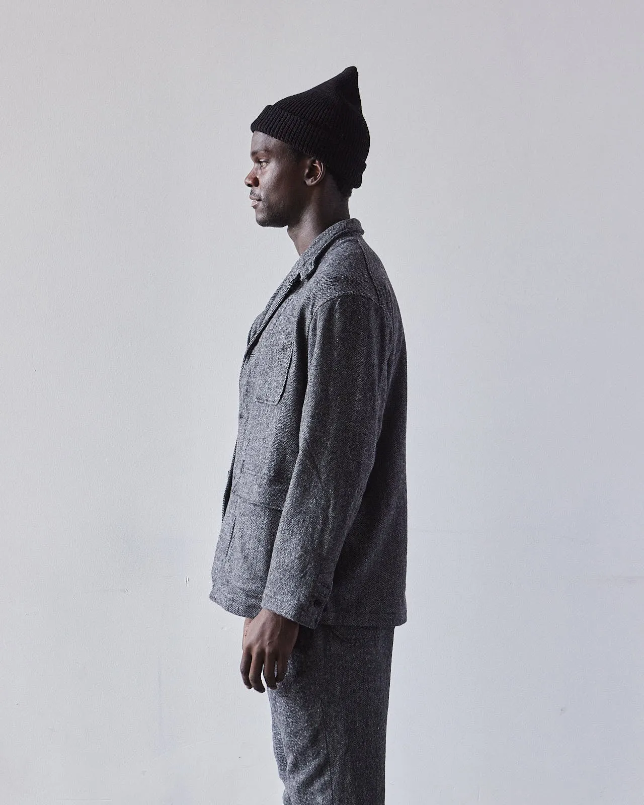 Engineered Garments Wool Loiter Jacket, Grey Herringbone