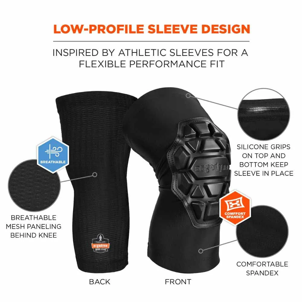 Ergodyne 18552 550 L/XL Black Padded Knee Sleeves 3-Layer Foam Cap Pair