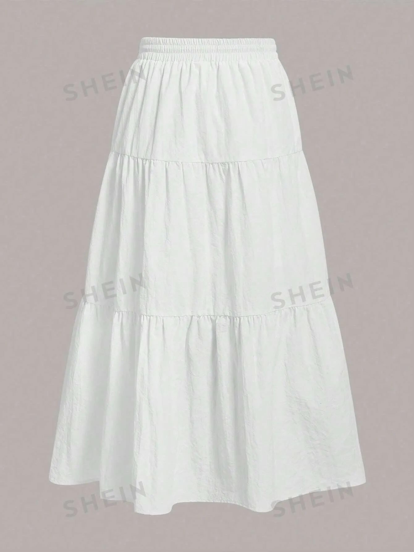 EZwear Drawstring Waist Ruffle Hem Skirt