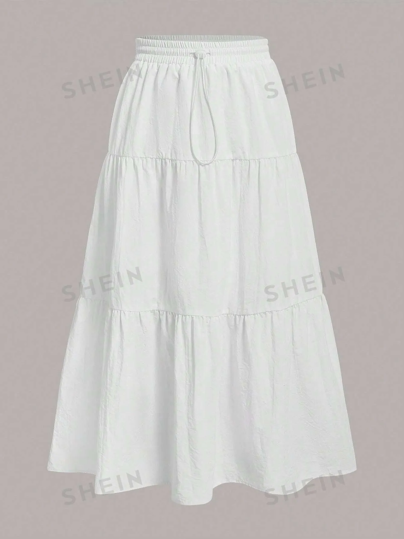 EZwear Drawstring Waist Ruffle Hem Skirt