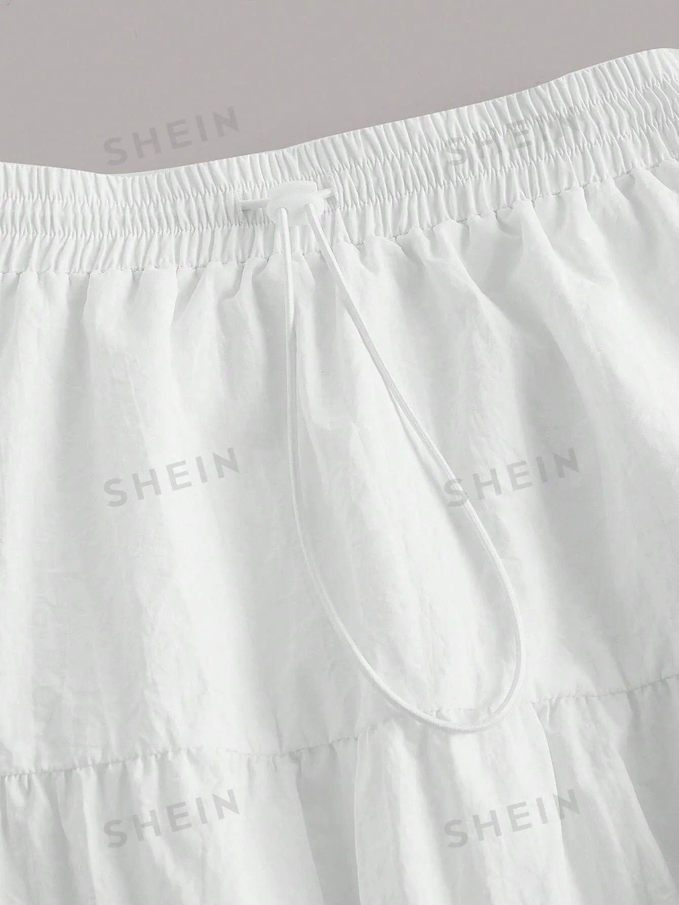 EZwear Drawstring Waist Ruffle Hem Skirt