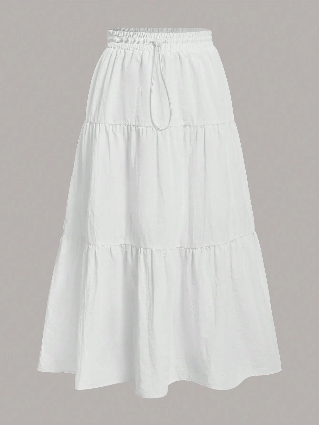 EZwear Drawstring Waist Ruffle Hem Skirt