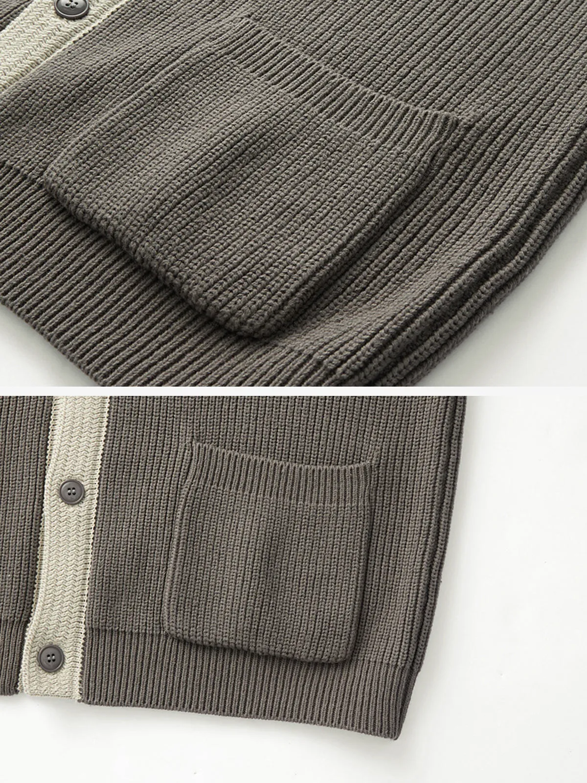 Fashion Contrast Lapel Collar Cotton Cardigan Sweater