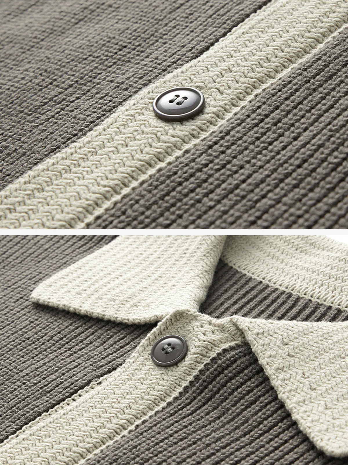 Fashion Contrast Lapel Collar Cotton Cardigan Sweater