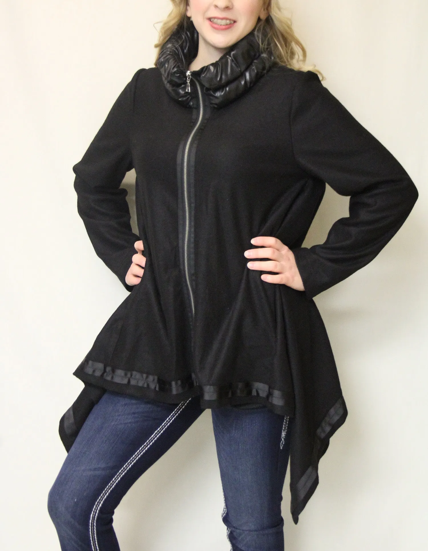 Firmiana | Zip Up Coat Black