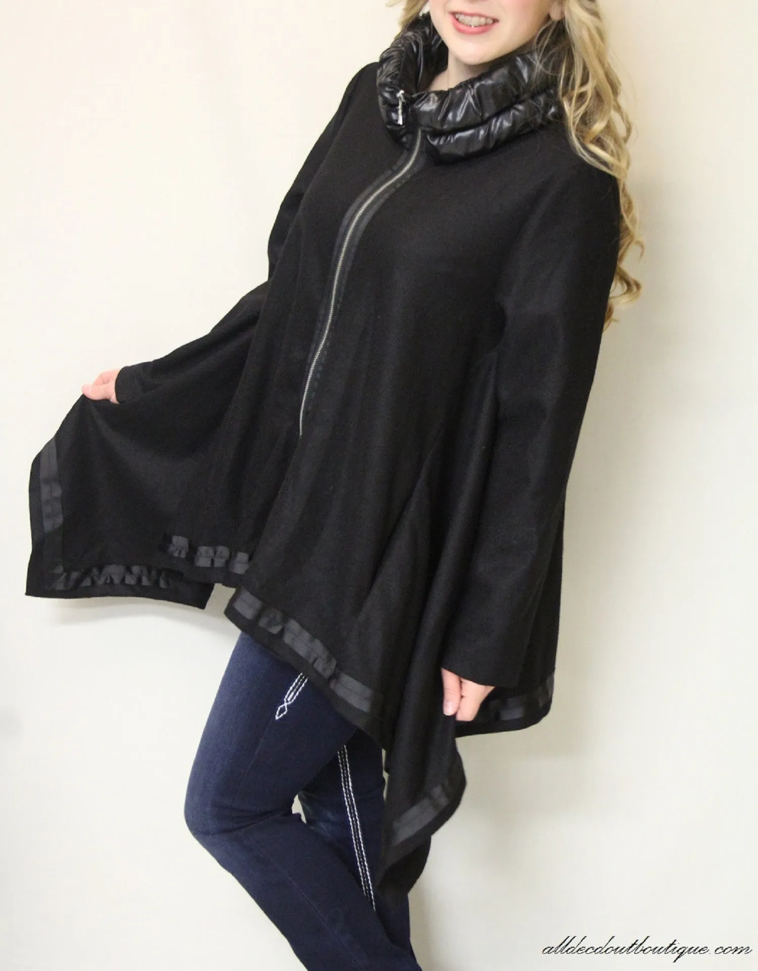 Firmiana | Zip Up Coat Black