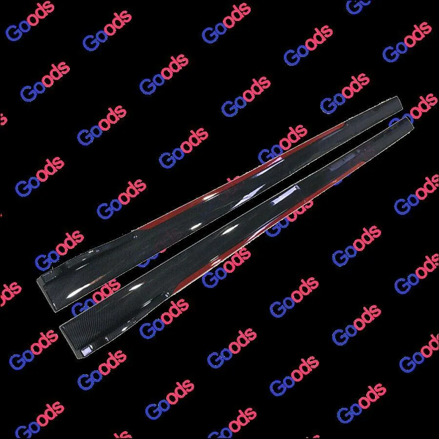 Fit Honda Side Skirts Extension Panel Splitters 94'' (Carbon Fiber Style with Red Trim)