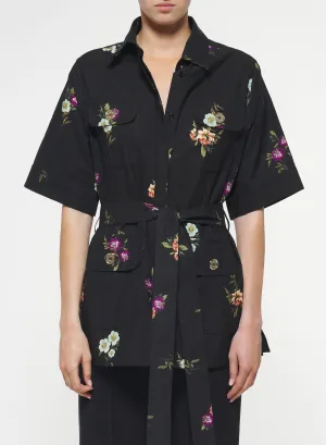 Floral Print Poplin Shirt
