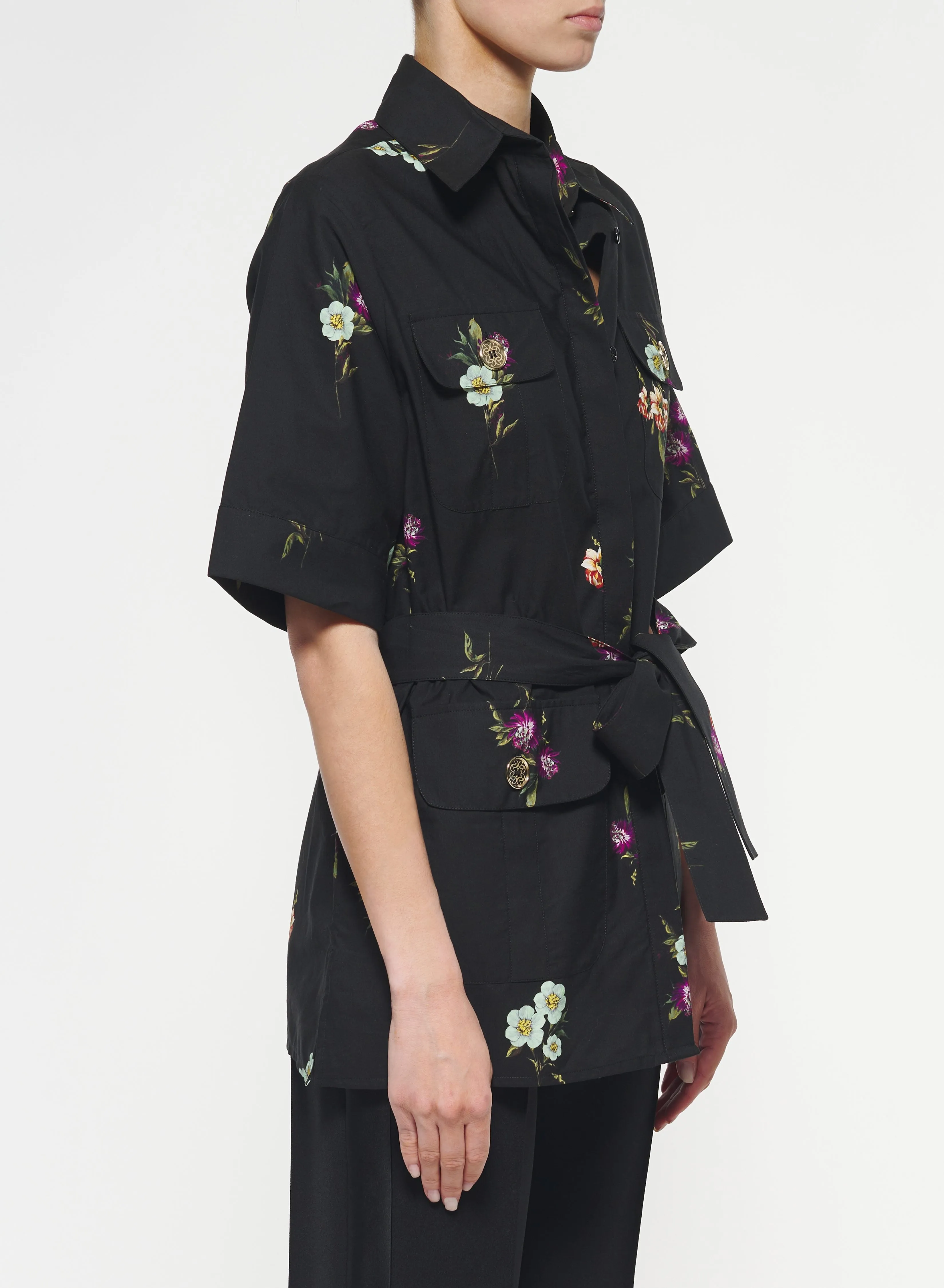 Floral Print Poplin Shirt