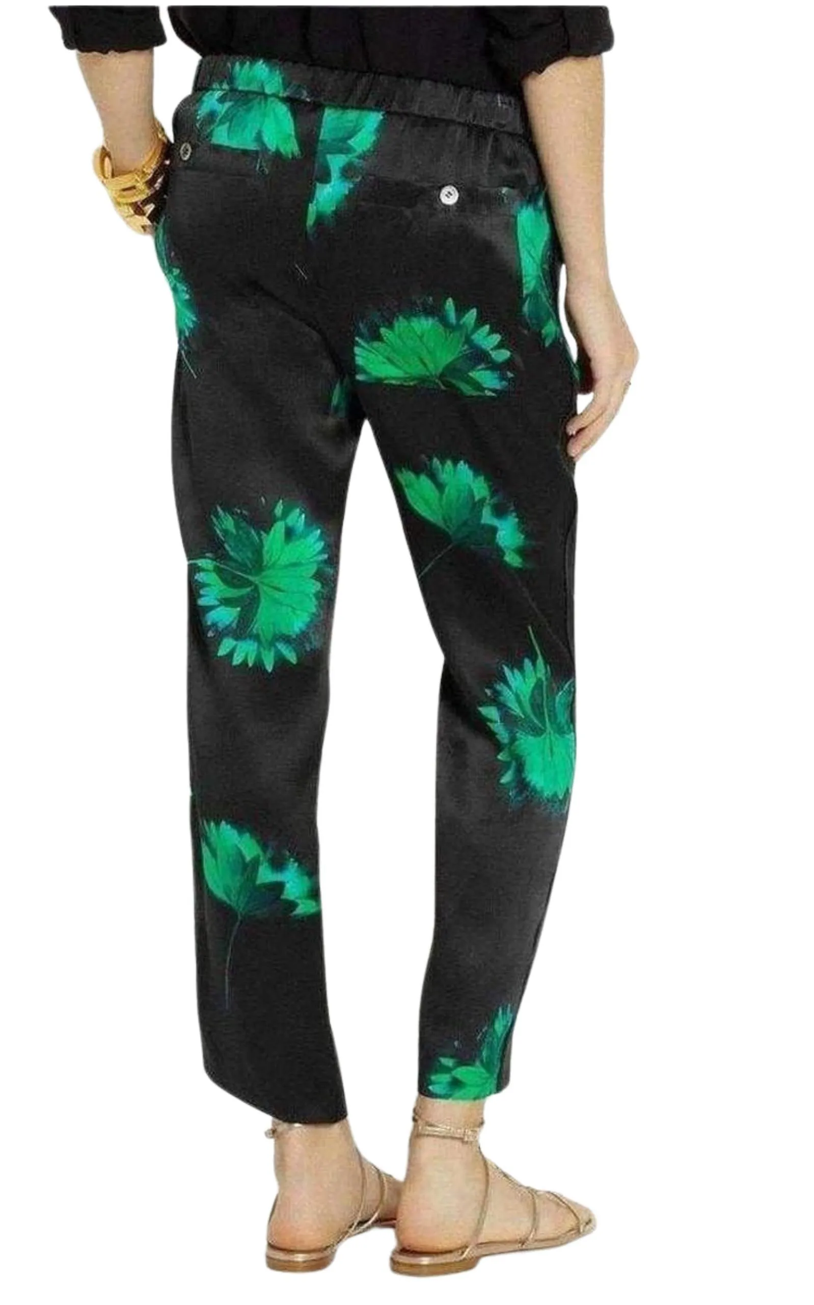 Floral Printed Silk Trousers
